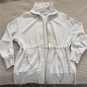 Varley Light Cream Zip Utility Jacket with Drawstring